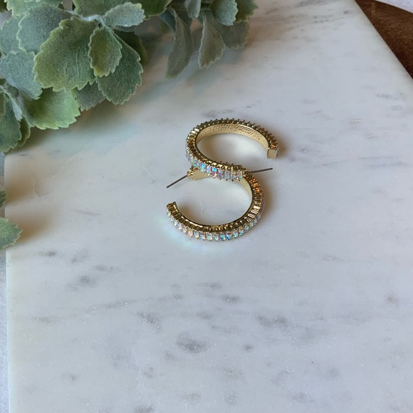 The Dae - Iridescent Stone Gold Hoops - Picture 6 of 7